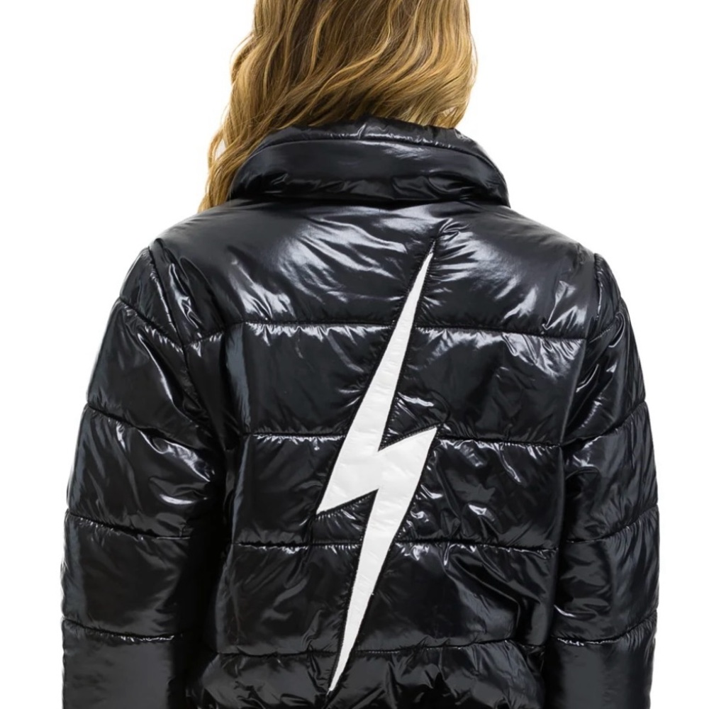 AVIATOR NATION -BOLT LUXE APRES PUFFER JACKET - GLOSSY BLACK - L